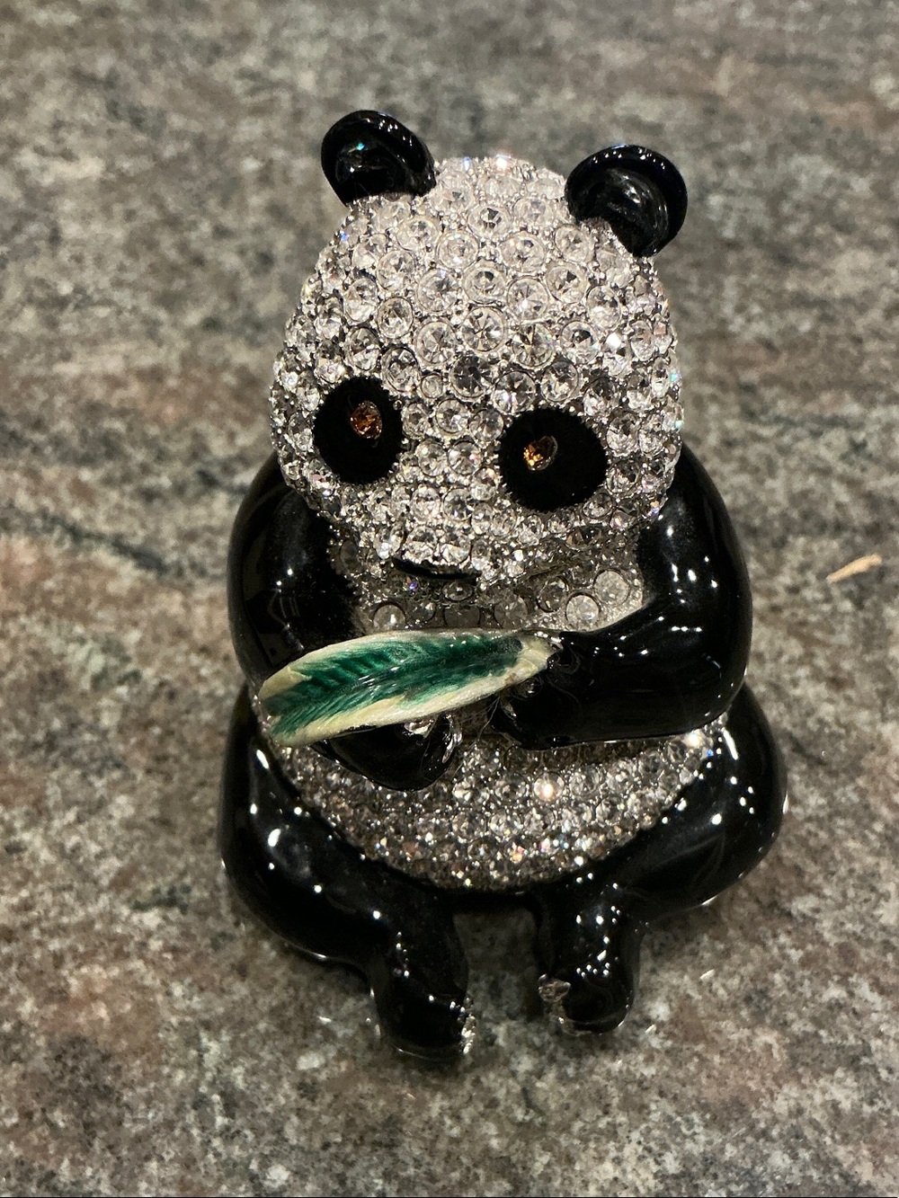 Crystal-Embellished Black & White Panda Figurine